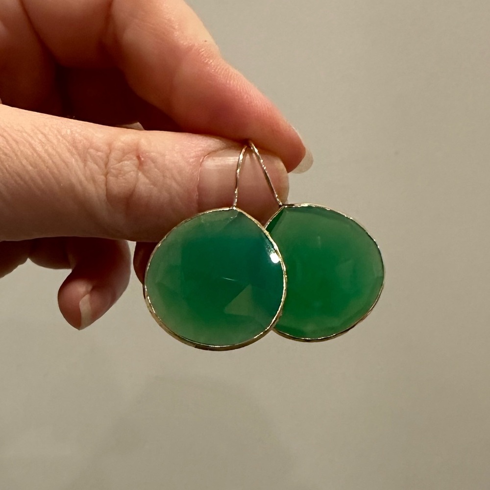 Green Chalcedony Gold Vermeil Earrings
